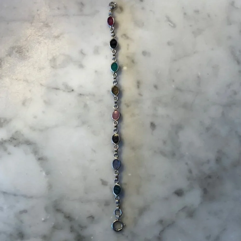 VINTAGE Scarab Bettle Multicolor Cabochon Gemstone Gold Filled Scarab Bracelet